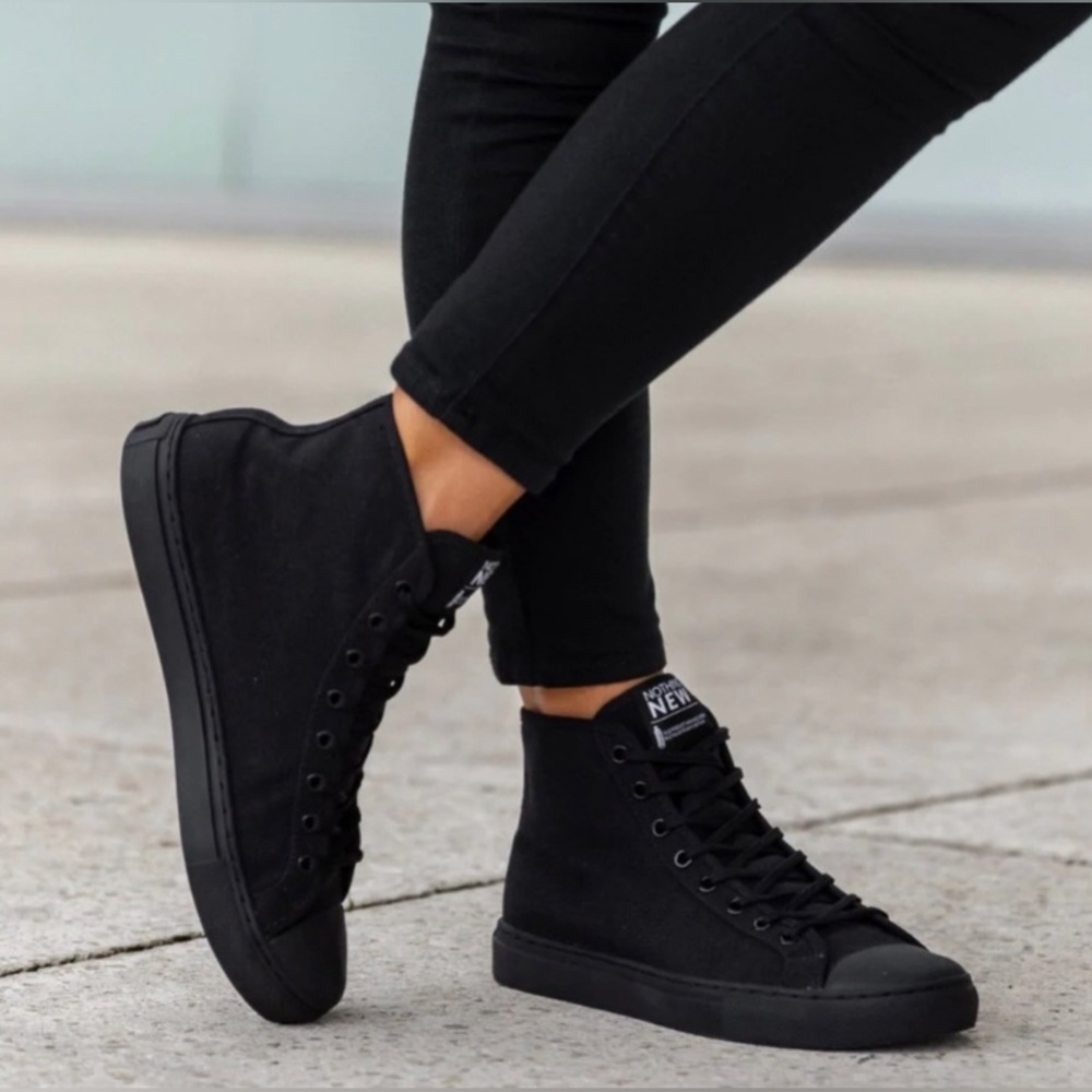 Nothing New Womens Classic High Top Sneaker - Black